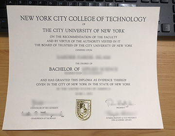 City Tech diploma sample, New York City College of Technology degree for sale