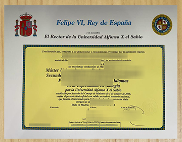 Alfonso X El Sabio University degree certificate