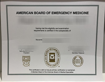 American Board of Emergency Medicine certificate sample