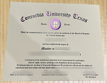 德克萨斯州康考迪亚大学文凭, Concordia University Texas diploma