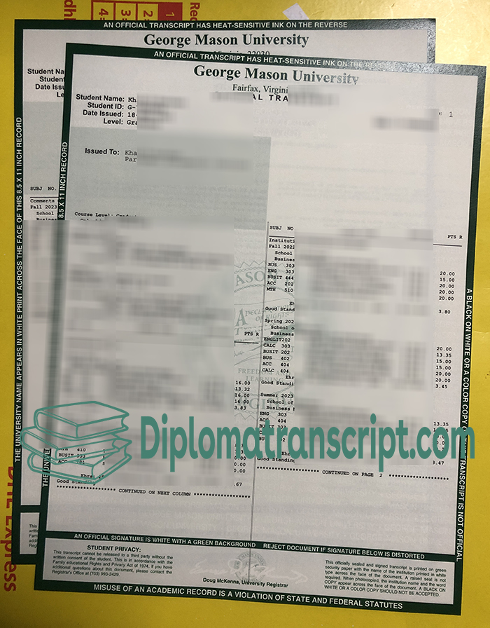  George Mason University transcript, 购买乔治梅森大学成绩单